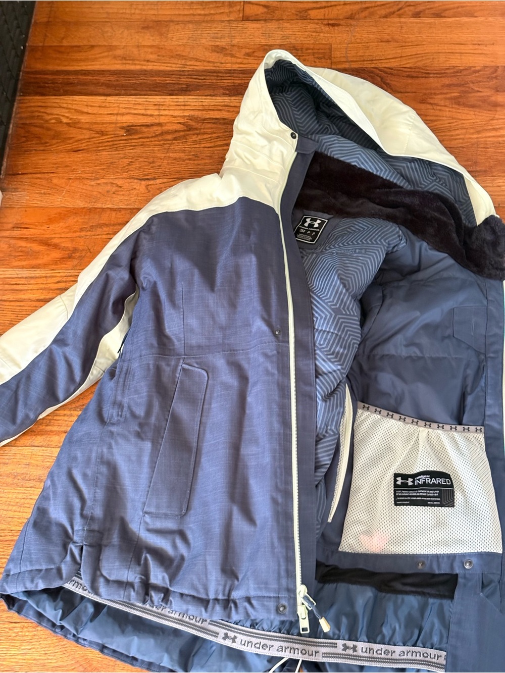 Under Armour Navy and Cream Hooded Insulated Coat